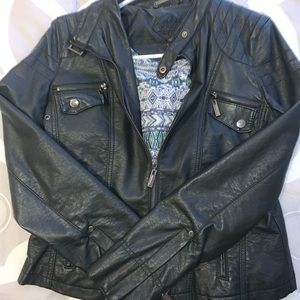 Faux leather jacket.